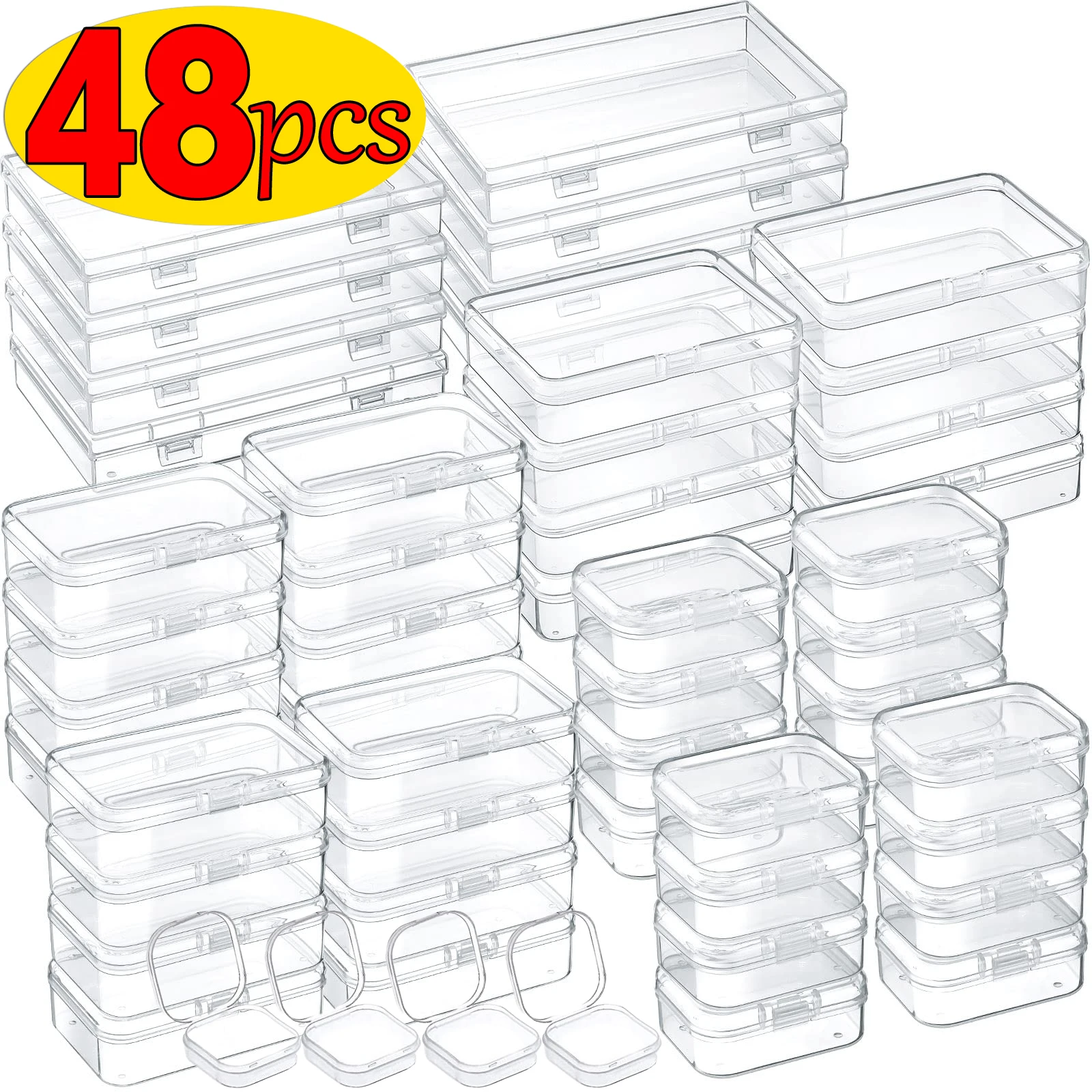 648Pcs Clear Small Containers Plastic Square Bead Storage Box for