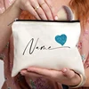 Heart Custom Name Simple Makeup Bag Organizer Travel Cosmetic Canvas Storage Pouch Women Pencil Case Purse Wedding Spouse Gift 2