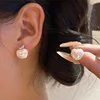 New Inlaid Rhinestone Pearl Creative Stylish Apple Earrings For Women Sweet Simple Studs Fashion Jewelry Party Gift 2