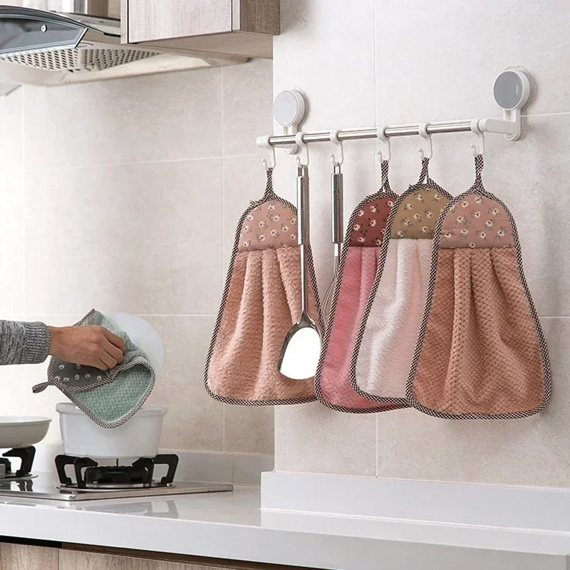 Description Picture 5 of itemThickened Coral Velvet Hand Towel Hanging Absorbent Towels Kitchen Hanging Towel Cleaning Rag Dish Towel Cloths household