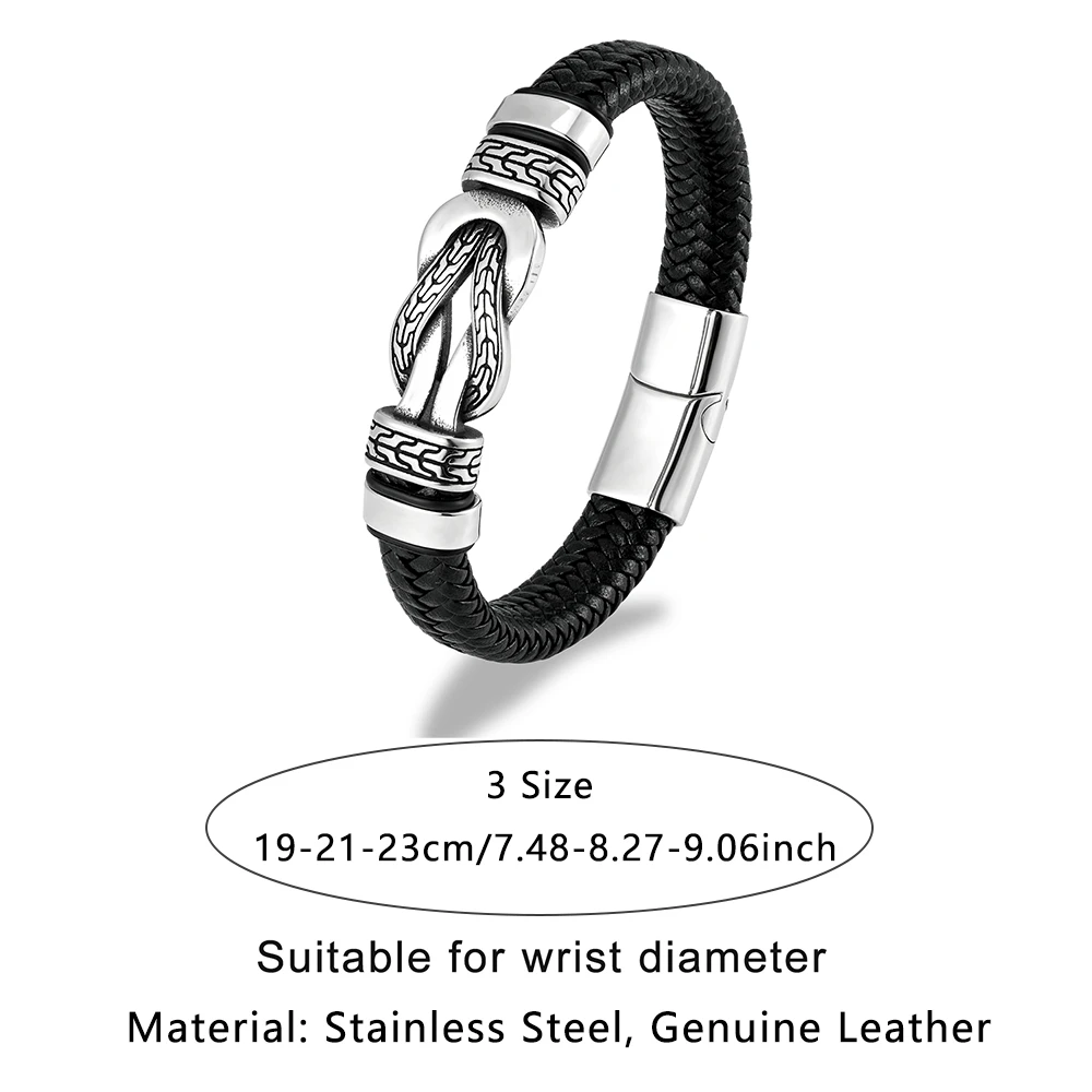 Vintage Infinity Symbol Leather Bracelet for Men - Stainless Steel Mobius Strip Handmade Bangle Male Charm Couple Jewelry Gifts 6