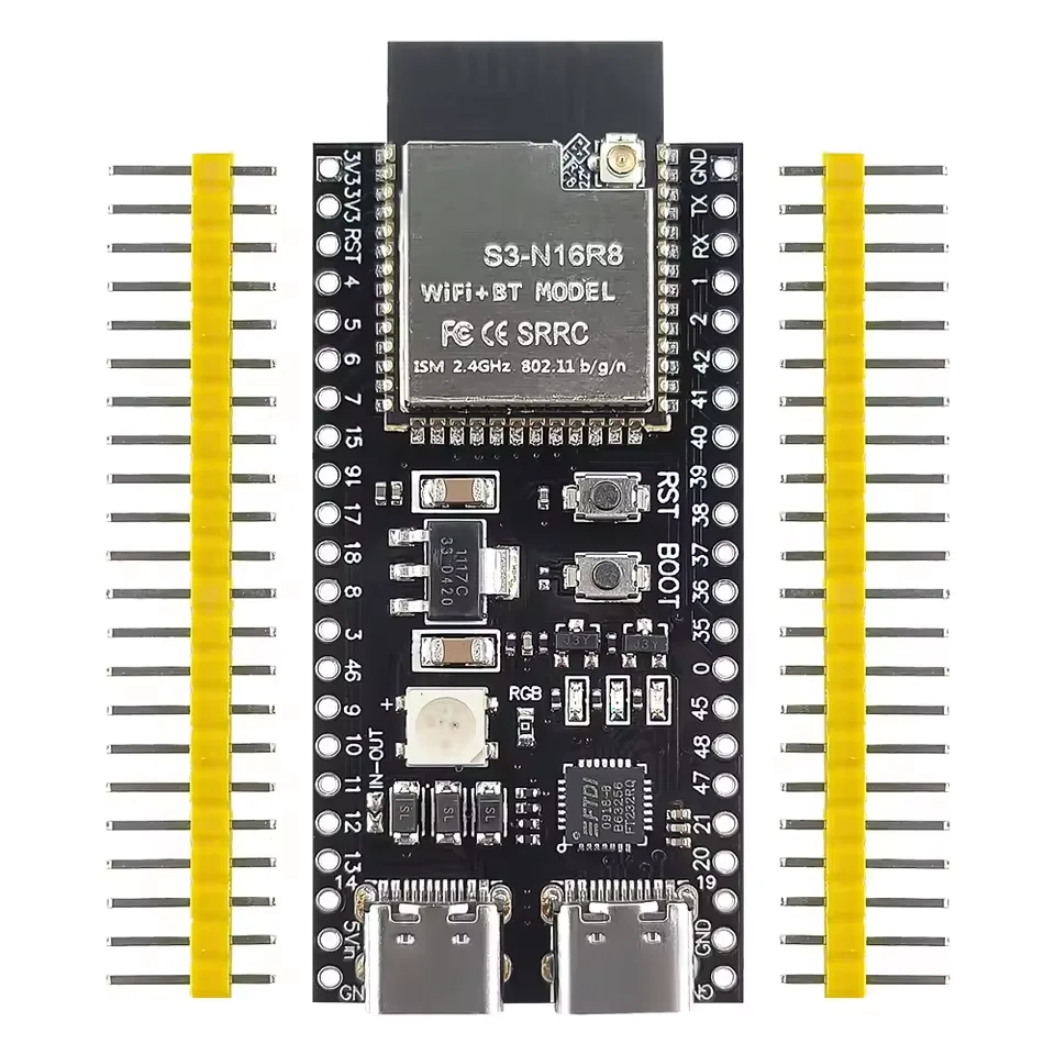 ESP32 S3 개발 보드 Arduino용 2.4G Wifi 블루투스 모듈 8MB PSRAM 16MB 플래시 ESP32-S3-WROOM-1 N16R8 듀얼 타입-C 44핀