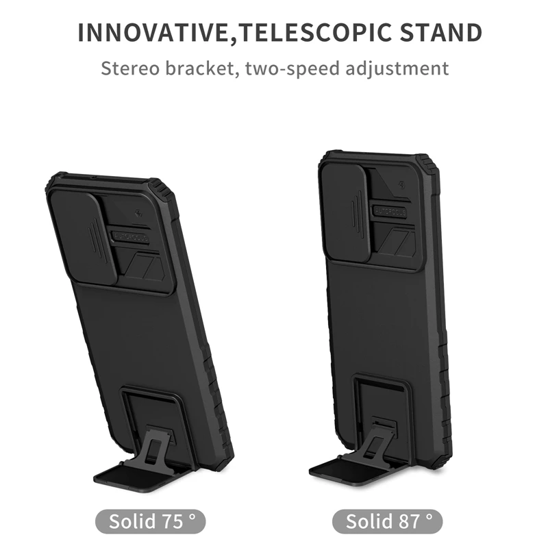 Premium Armor Shockproof Phone Case with Lens Protection & Stand Holder