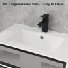 30” Floating Bathroom Vanity with Sink Combo, Modern Wall Mounted Cabient with 2 Glass Doors Drawers Storage 5