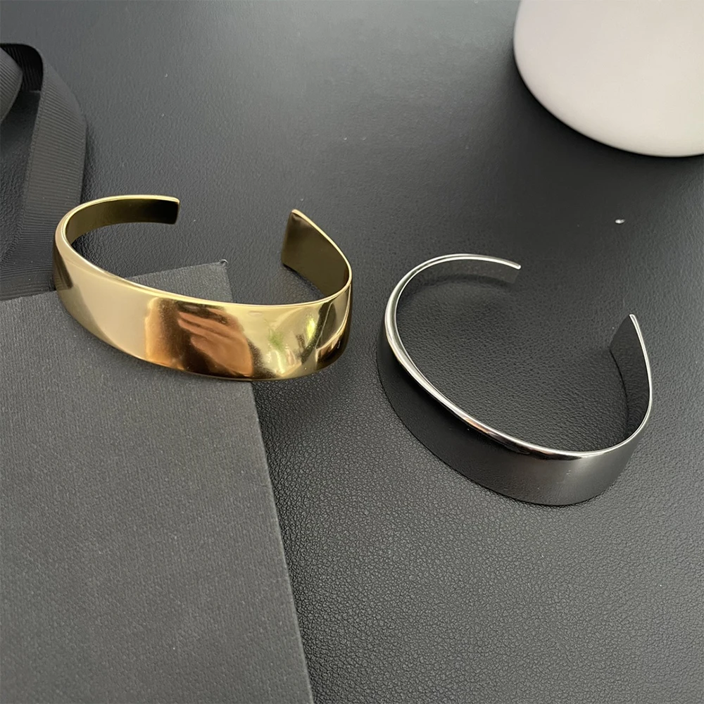 

To Reines Vintage Irregular Shaped Wide Open Cuff Bangles For Women Steampunk Gold Color Metal Bracelet Birthday Jewelry Gifts