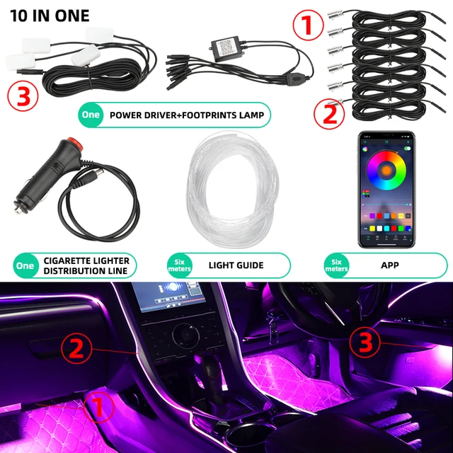 8m/5m Car Interior Light Rgb El Neon Wire Strip Light Ambient