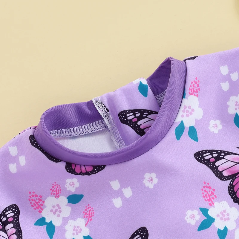 Maiô Infantil Feminino TENVDA - Estampa Borboleta Arco-Íris FPS 50+ 3-4 Anos