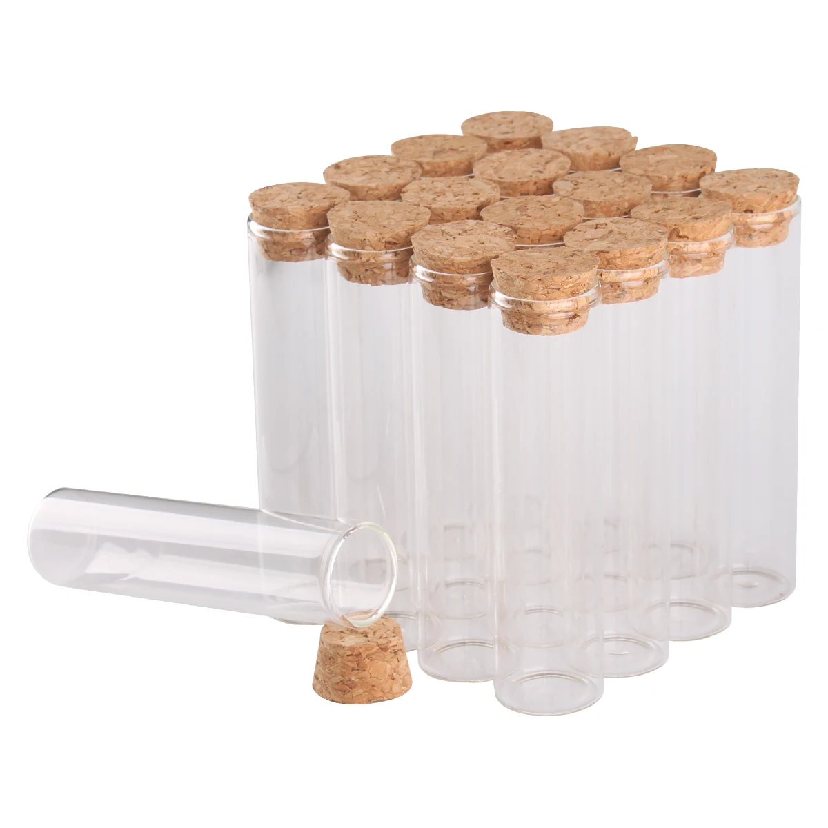 5 Pieces 40ml Test Tubes with Cork Stopper 25*100mm Glass Tubes Terrarium Spice Jars Bottles Vials for Craft Lab Accessory DIY