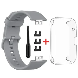 Multicolor Silicone Watch Strap with Protective Case - Premium Replacement Band Accessories (2 gray)