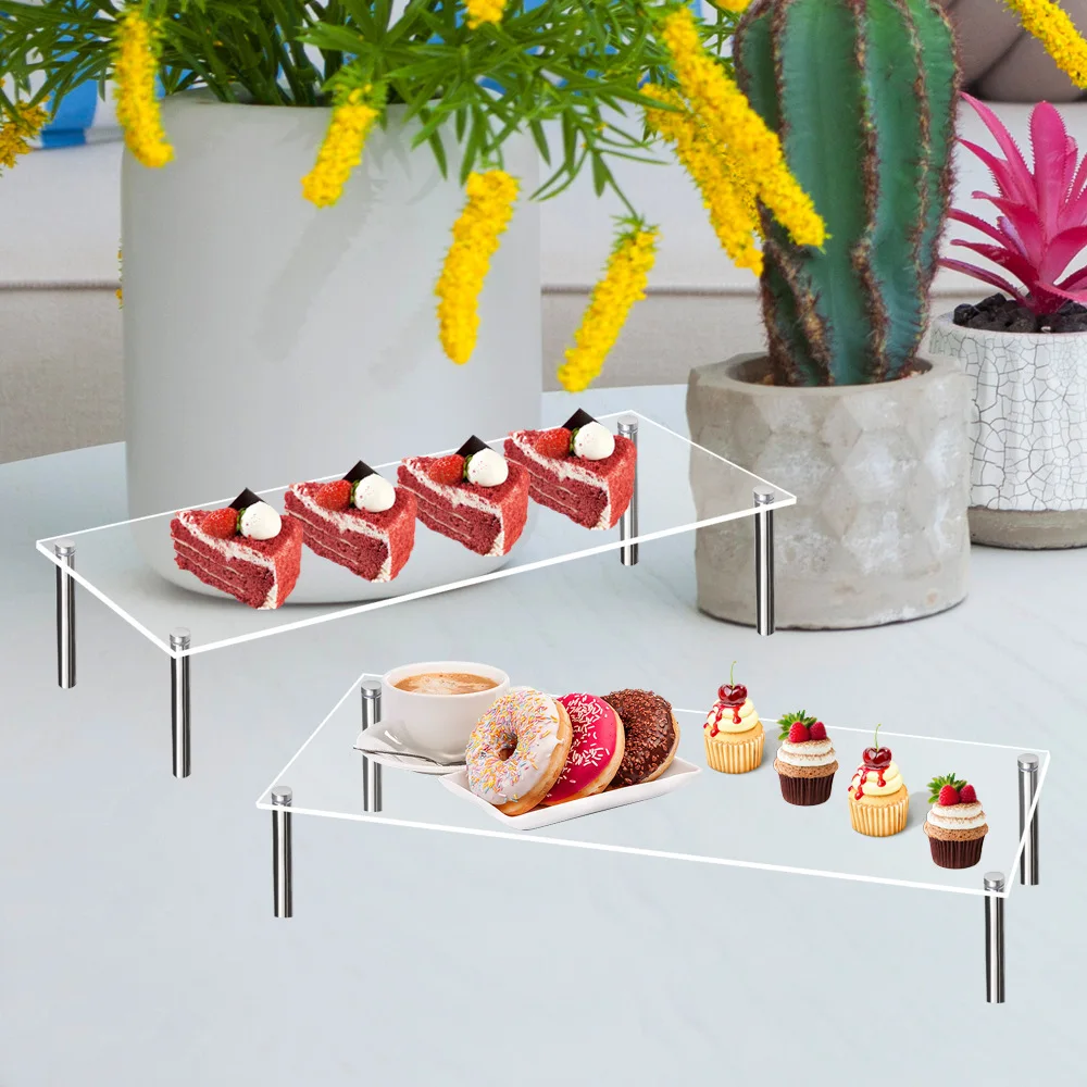 Acrylic Display Risers Stand Organizer, Clear Acrylic Shelf Riser Compatible With Perfume,Doll, Cake,Figure Display Decoration 5