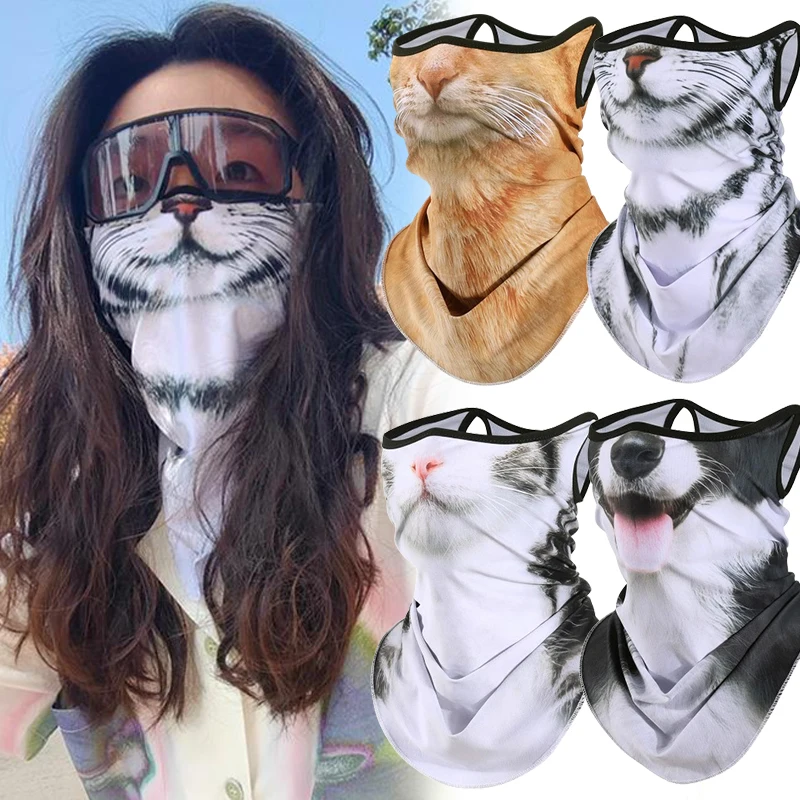 3D Cat Dog Cute Animal Balaclava Motorcycle Motocross Ski Snowboard Hat Helmet Liner Biker Neck Warmer Face Cap Cycling Headgear cap hat