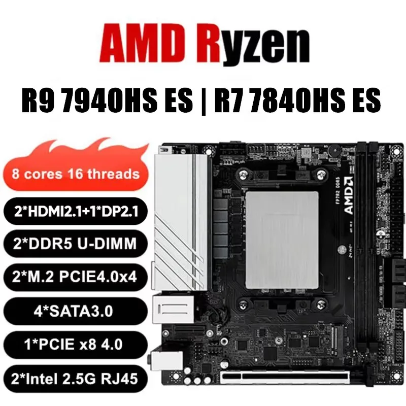 Topton NAS Gaming Motherboard AMD Ryzen 9 7940HS ES 7840HS ES 2xNVMe 4xSATA PCIEx8 2xDDR5 2x2.5G LAN Firewall NAS ITX Mainboard 2
