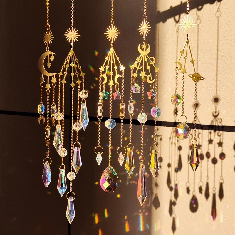 Tree of Life Crystal Prism Suncatcher Wind Chime for Home and Garden Decoration