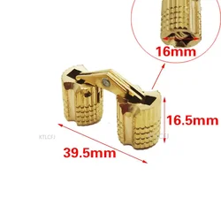 Cylindrical Hidden Cabinet Hinges in Copper Brass Finish for Furniture and Gift Boxes (1Pcs 16mm)