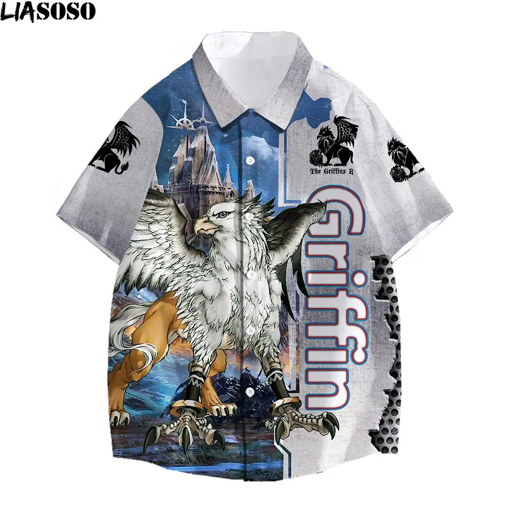 LIASOSO Shirts 3D Print Crazy Greek Mythology Griffin Griffon Gryphon V Neck Woman Men Clothes Fashion Custom Printing Tops