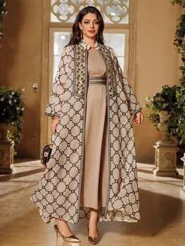 Eid Abaya Dress Set 2 Piece for Women Muslim Embroidery Cardigan Long Robe Ramadan Morocco Dubai Abayas Kaftan Vestidos 2025