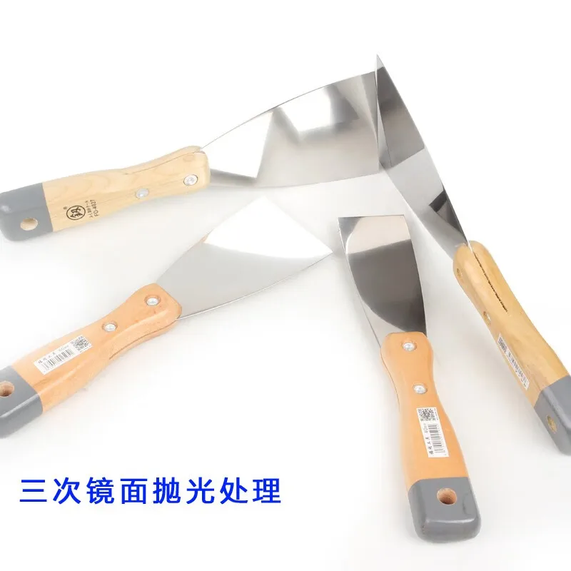 1-6 Inch Stainless Steel Putty Knife Wood Handle Scraper Paint Knife Decoration Wall Scraper Paint Tool 1PCS