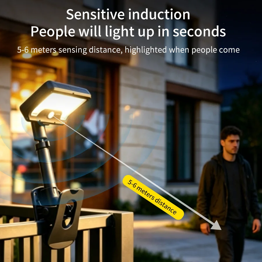 Enhanced Outdoor Solar-Powered Motion Sensor LED Light - Waterproof, Clip-On Design for Yard, Driveway, and Garden