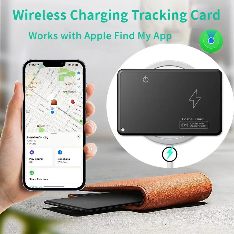 Sans Fil De Charge Carte De Suivi Mini Smart Wallet Finder Étanche GPS Tracker Fonctionne Avec Apple Trouver Mon App Blootooth Localisateur