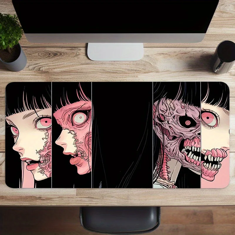 애니메이션 영감을 받은 흰머리 소년 대형 마우스 패드, 방수 미끄럼 방지 컴퓨터 책상 매트, 게임 사무실 홈 소프트 노트북 마우스 패드