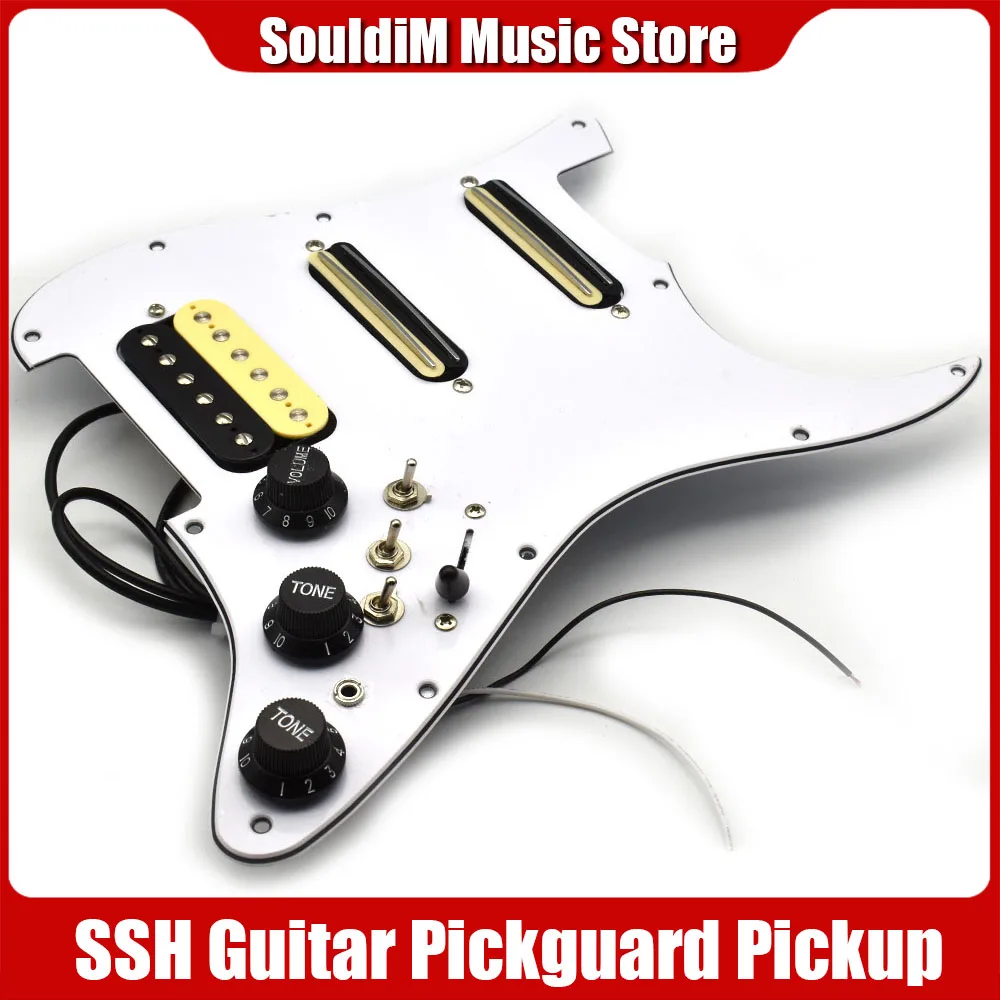 ST Electric Guitar Pickguard Pickup with Singlecut Wiring Loaded Prewired SSH Guitar Pick Guard Scratchplate Assembly