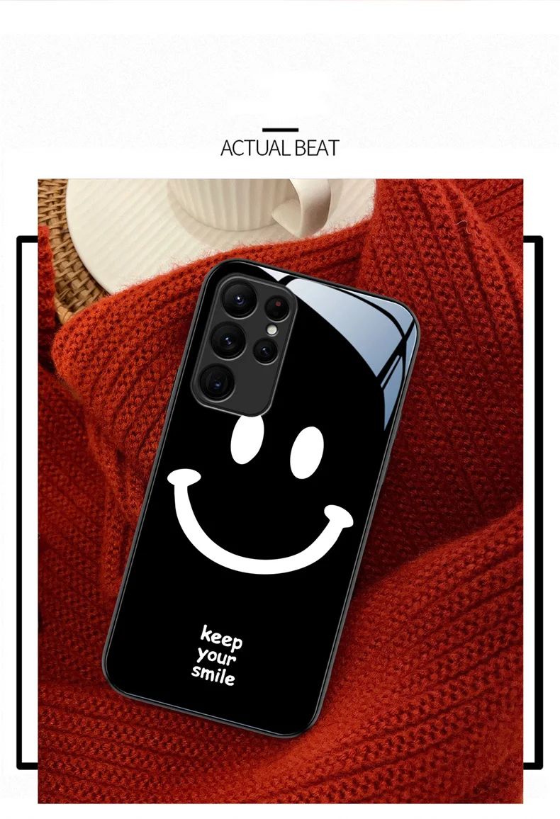Tanie Moda Smiley szkło hartowane etui do Samsung Galaxy S22 Ultra sklep