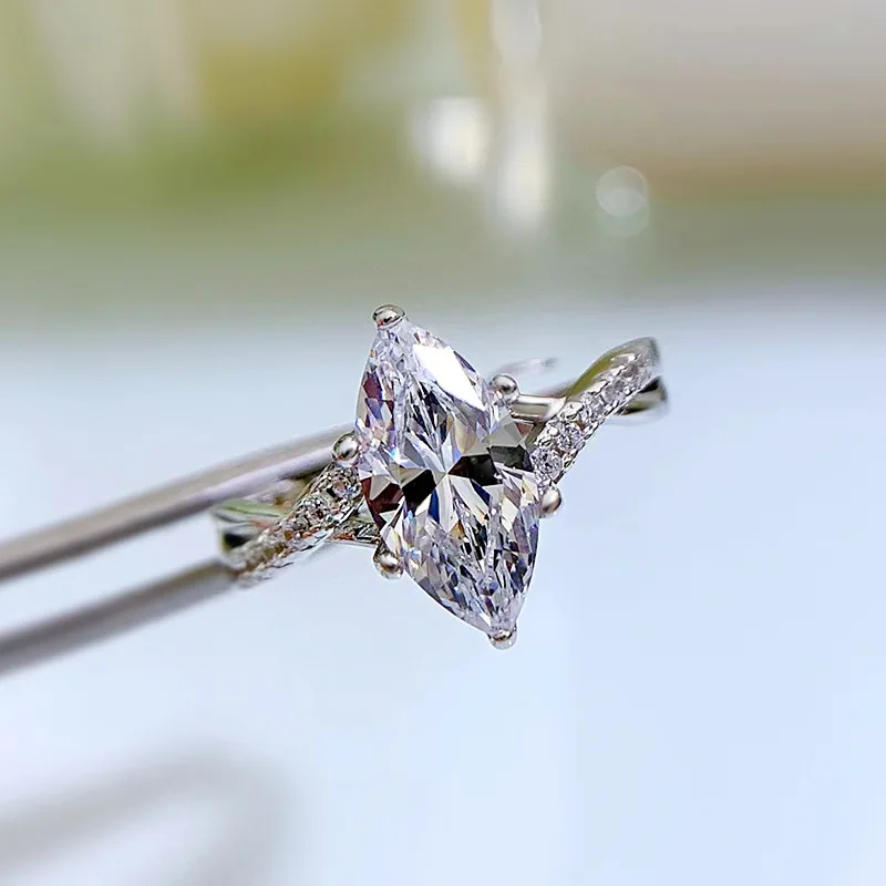 PANSYSEN 100% 925 Sterling Silver Sparkling Marquise Cut