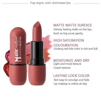 Rouge à lèvres mat 6 couleurs : coloris velours, maquillage pour les lèvres lisse, imperméable et longue durée 5