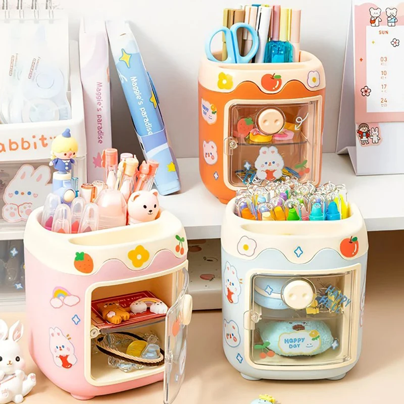 

Kawaii Pig Storage Box Large Capacity Pen Holder Bedroom Washroom Organizer Box School Office Stationery Makeup Brush Bucket