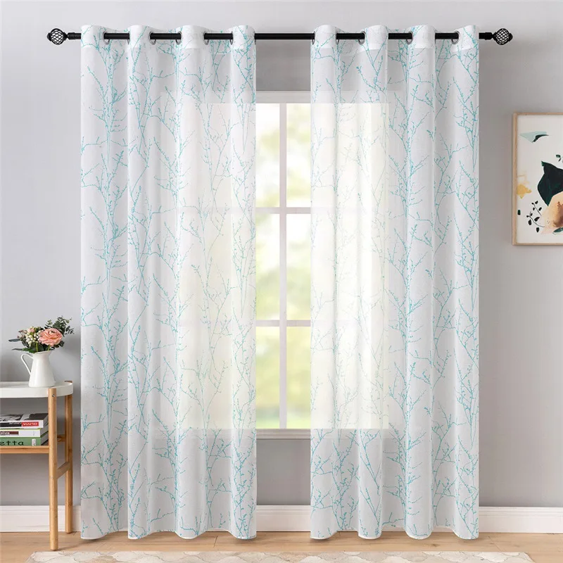 Modern Print Tree Branches Sheer Curtains in the Living Room Bedroom Kids Room Tulle Kitchen Window Treatment Drapes