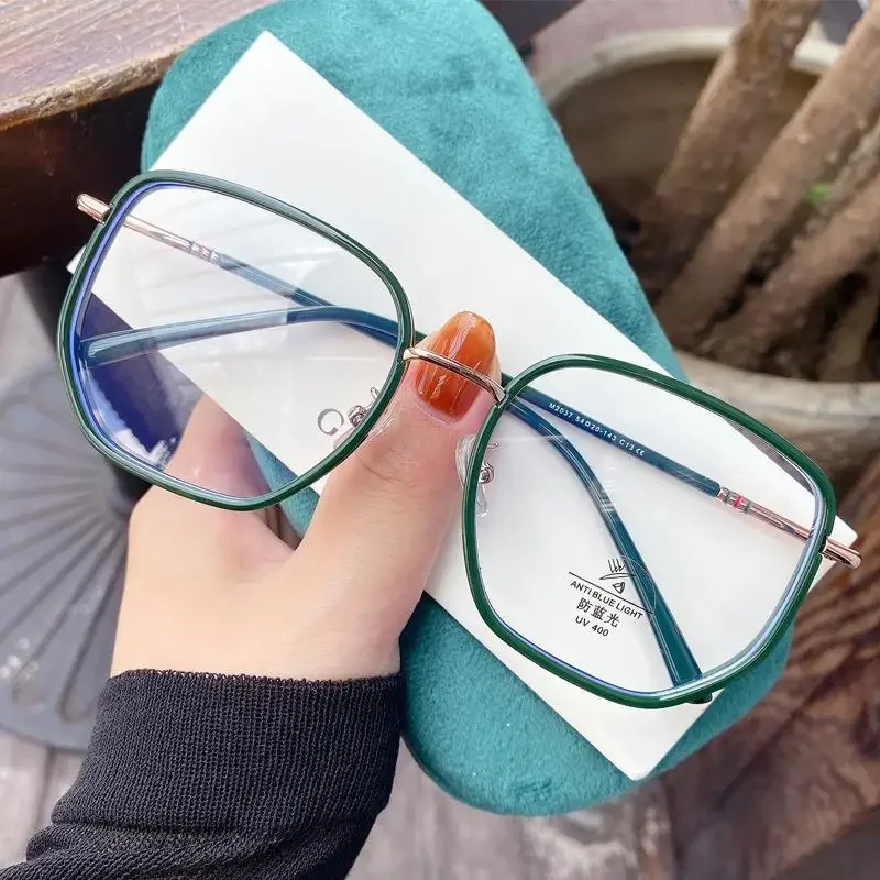 

Unisex Large Frame Square Plain Glasses Optical Spectacle Anti Blue Light Computer Glasses Myopia Glasses Nearsighted Eyewear