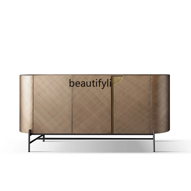 

Italian minimalist sideboard living room entrance wall decorative cabinet modern simple light luxury style stainless steel