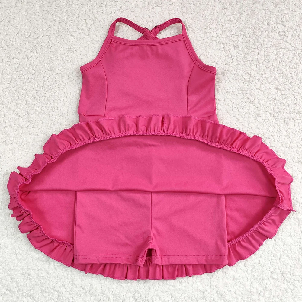 Boutique Baby Girls Swimsuits Knit Knee Length Active Wear Athletic Dresses Fashion Kids Swim Clothes Girls Swimwear Swimsuits 4