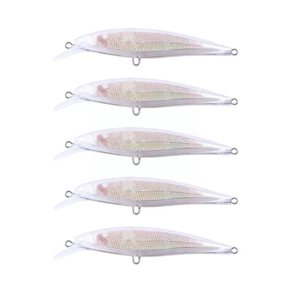 

5pcs Transparent Baits Blank Hard Baits 3d Unpainted Outdoor Fishing Minnow Fishing Wobblers Camping Lure Gear Bodies C7t1