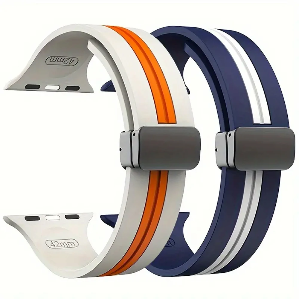 애플 워치 울트라 밴드용 스트랩, 마그네틱 실리콘 팔찌, 한국 iWatch 시리즈 9, 8, 7, 6, 5, 4, SE, 44mm, 45mm, 49mm, 41mm, 42mm, 38mm, 40mm