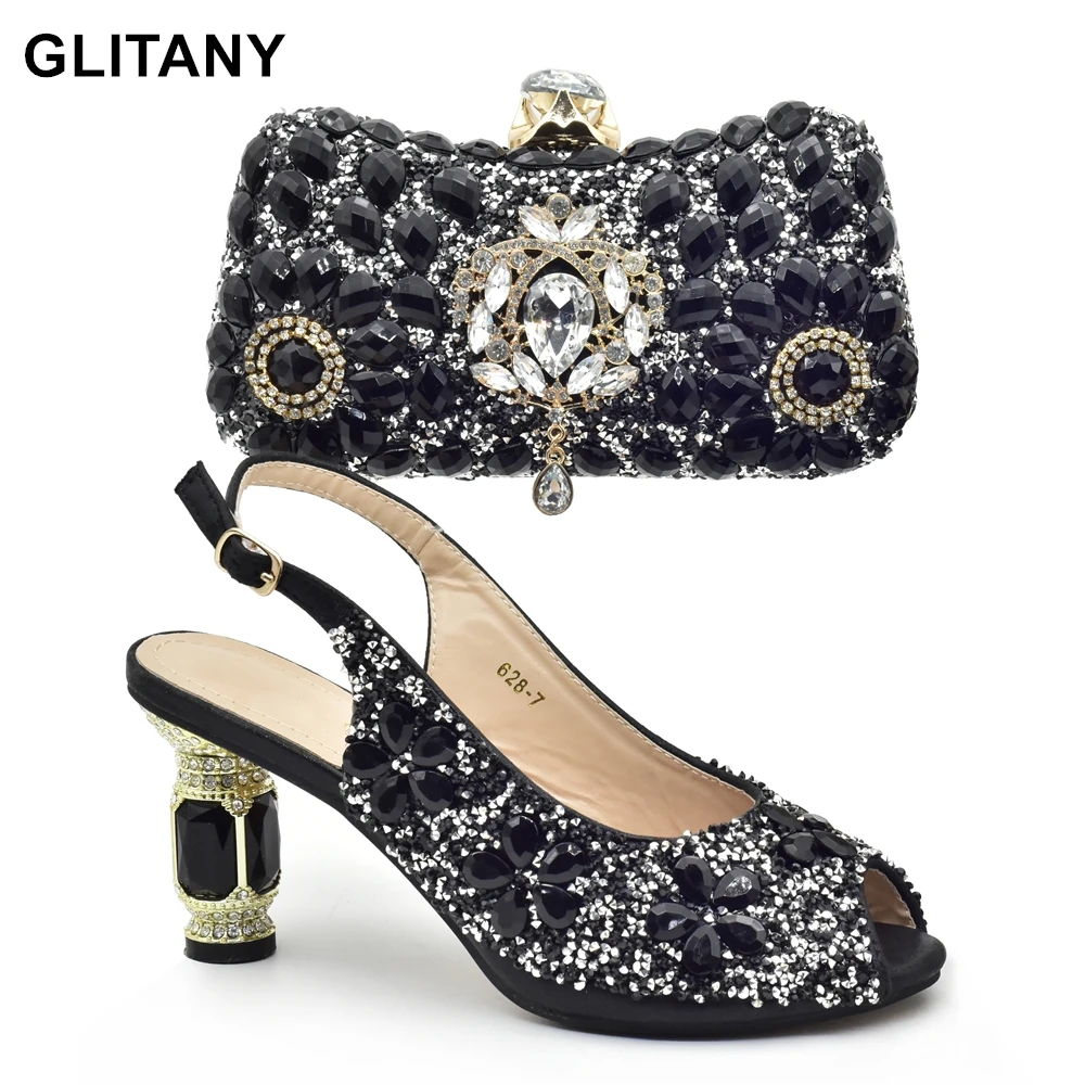 

New Arrival Italian Women Shoes and Bag Set Decorated with Rhinestone Luxury Shoes Pumps Women Shoes African Women Party Pumps
