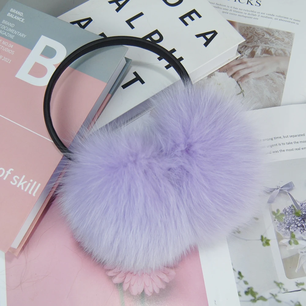 Ladies Fox Fur Earmuffs Winter Women Warm Real Fox Fur Earmuffs Girl's Earlap Ultra Large