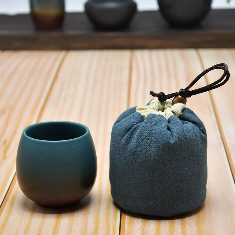 Tea Storage Pouch Portable Cotton Empty Fabric Bag Cloth Bag One Teapot String Linen Teapot Tied Tea Cup Teaware Storage Pouch Daily Use