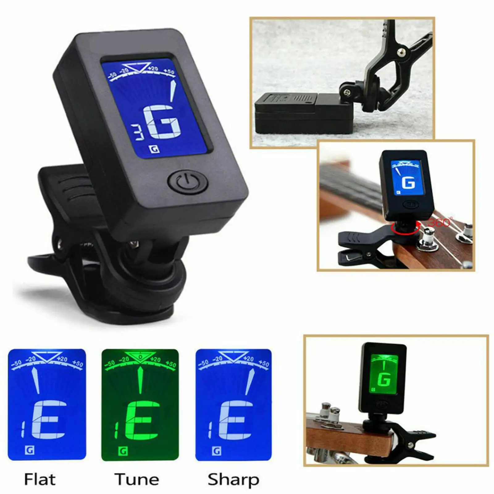 1pcs Professional Clip-On 360 Degree Acoustic Guitar Tuner LCD Screen Electric Digital Tuner For Acoustic Guitar Accessories