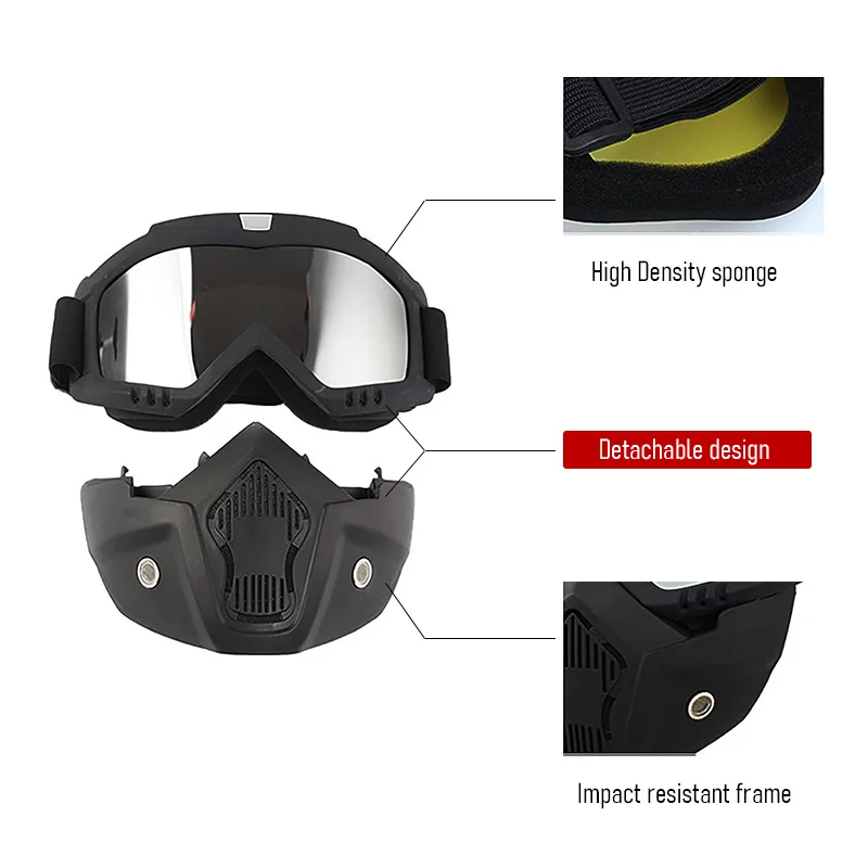 Motocross Goggles Outdoor Unisex Cycling Riding Skiing Windproof Goggles Eyewear With Detachable Mask Protection Motorcycle 5