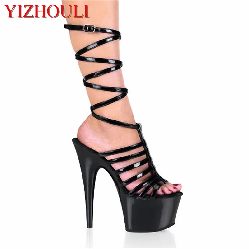 

Elegant Gladiator Style Classics Black PU Leather 15cm High Heel Shoes Platform , Dress Shoes, Party / Performancedance shoes