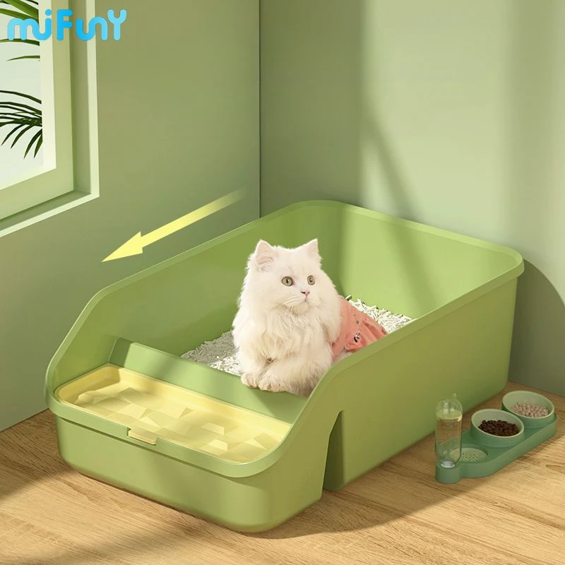 

Полузакрытый кошачий Туалет MiFuny, большой туалет для кошек, с защитой от брызг, педаль для утечки песка, аксессуары для домашних животных