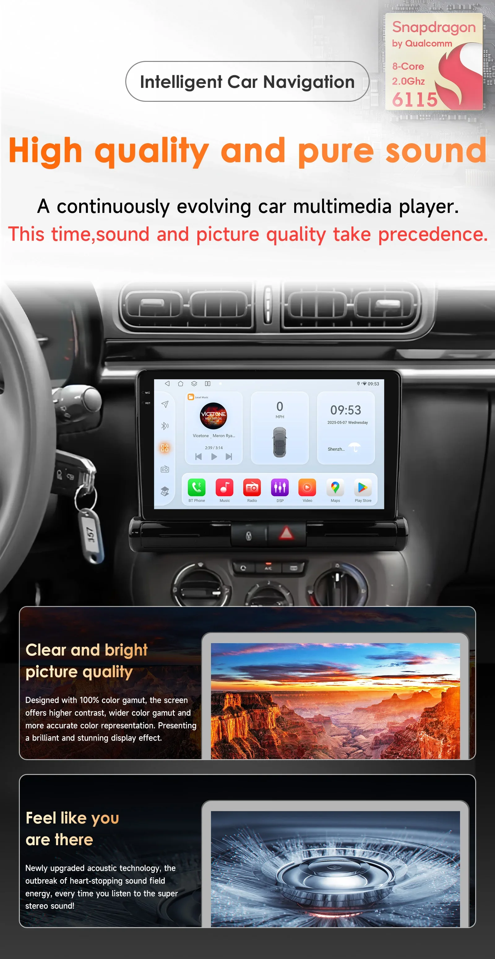 Hizpo Carplay 2din 4G 8581 AI Systeme Android 14 Autoradio für Ford Fiesta 2009–2017 Multimedia Video Player GPS Autoradio RDS – Detail 5