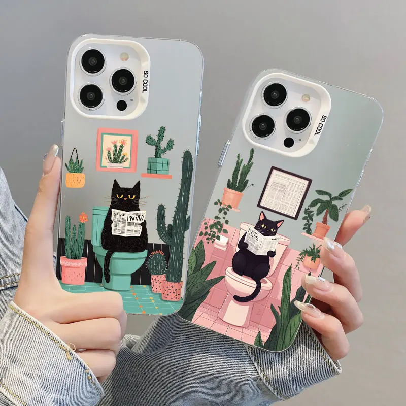 Lovely Cartoon Cat Laser Phone Case - Shockproof Protective Cover