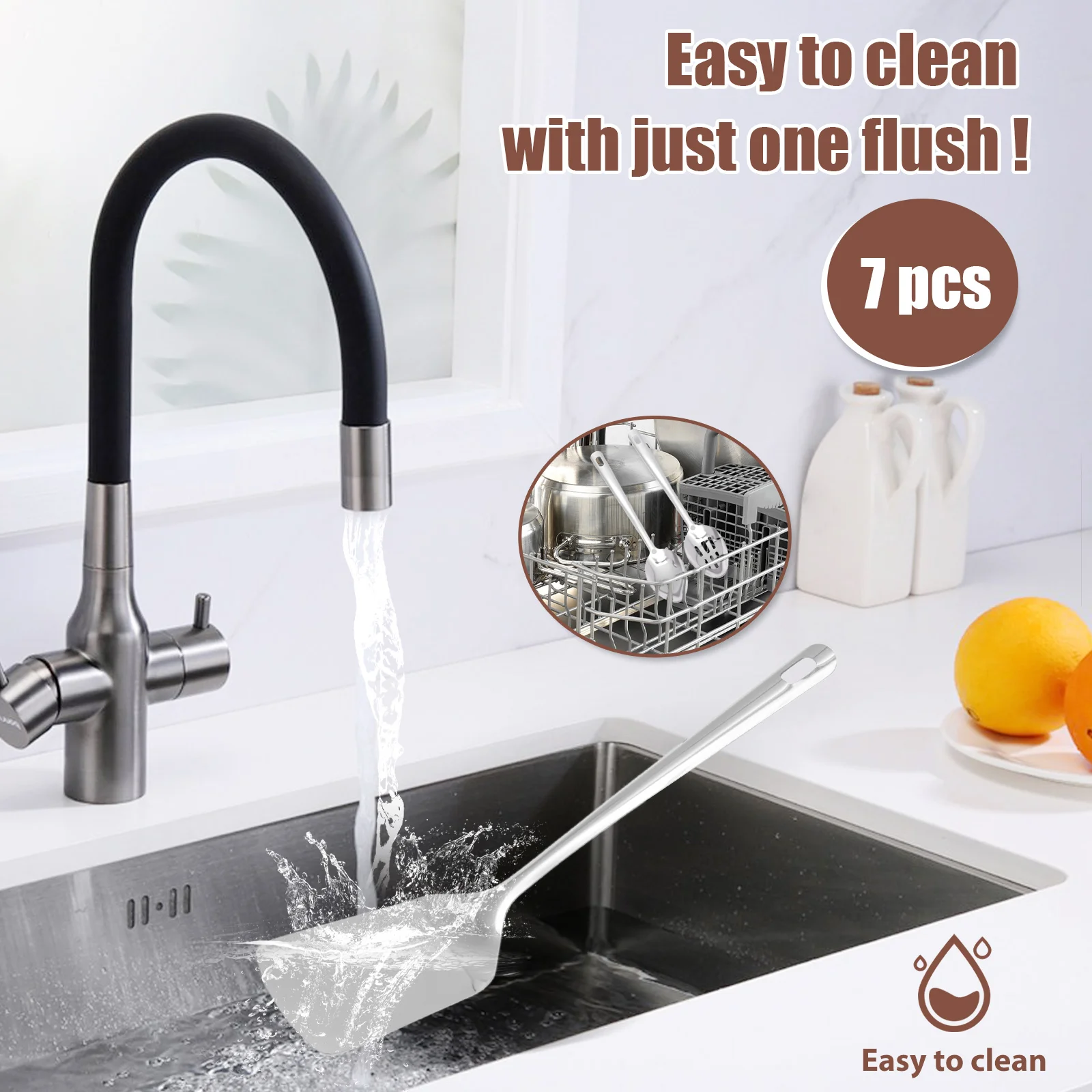 4/6/7 Pcs Cooking Utensils Set Stainless Steel Kitchen Utensils Set Rustproof Kitchenware for Restaurant and Kitchen Accessories