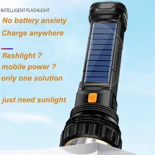 

Solar Led Flashlight USB Rechargeable Flashlight Lanterna Outdoor Long-range Torch Multi-function Emergency Power Bank Hand Lamp