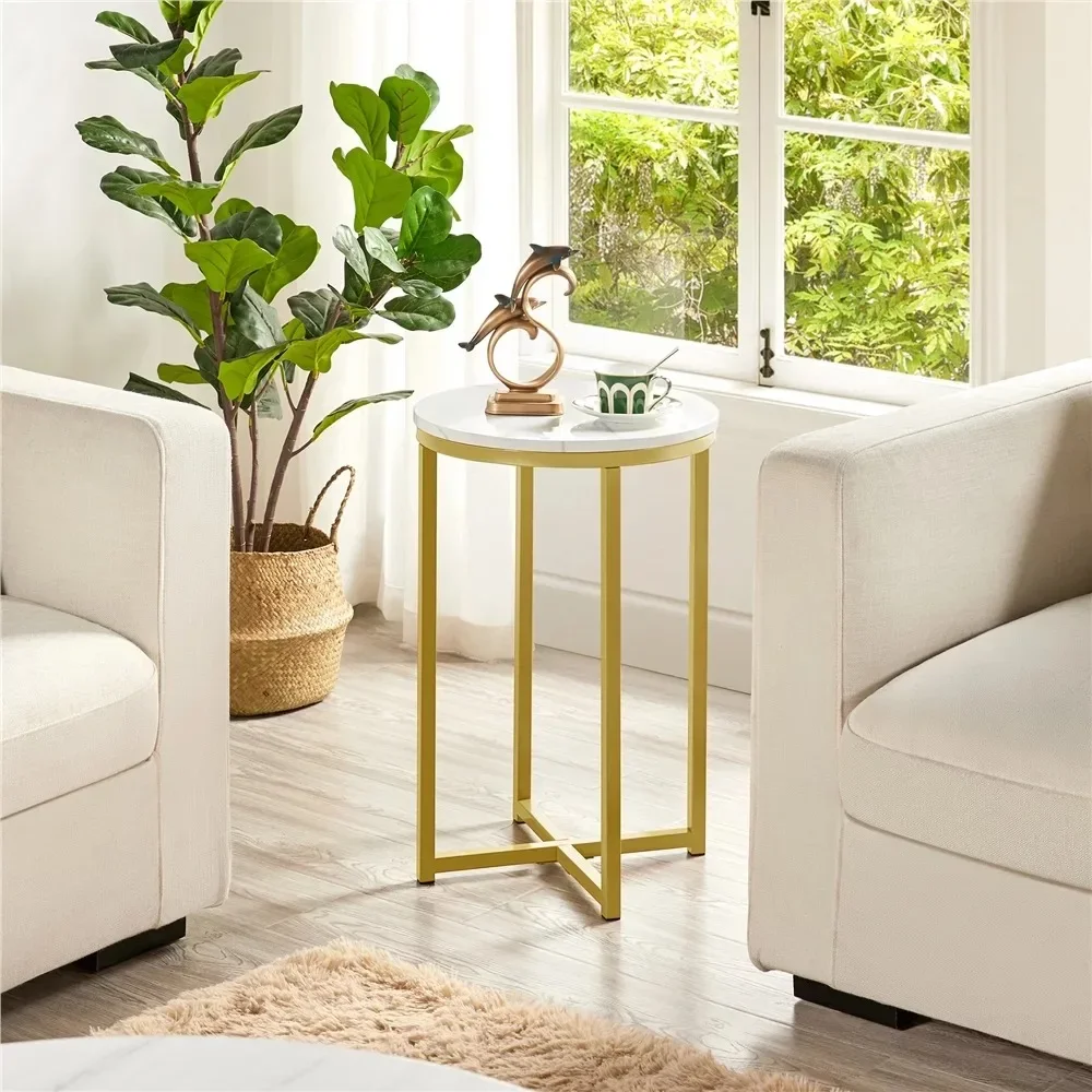 

The Circular Desktop Is Covered With Artificial Marble Living Room Table Furniture Which Has a Beautiful and Elegant Appearance