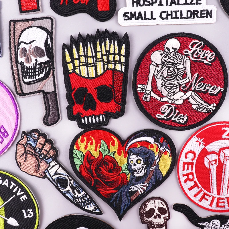 Hot Horror Skull/Punk Patch Embroidered Patches Iron On Patches ...