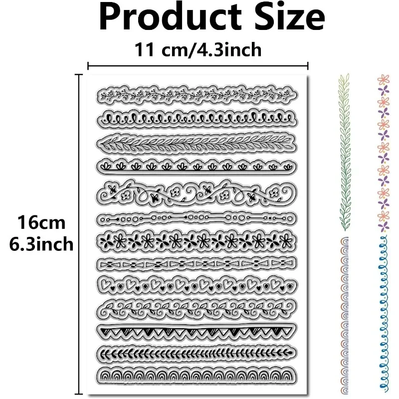 Clear Stamps Clear Rubber Stamps 1pc Floral Lace Edge Transparent Silicone Stamp Seals for Journaling