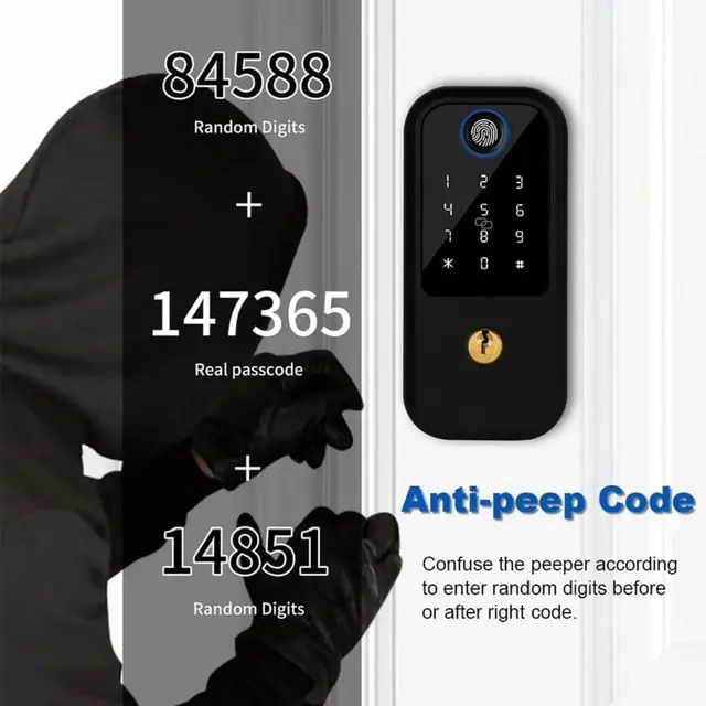 Smart Deadbolt Lock with Keypad, Fingerprint Door Lock, Keyless Entry Door Lock Door Auto Digital Electronic Lock for home 4